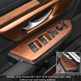Rifoda for Honda CRV CR-V 2017 2018 2019 2020 2021 2022 Window Switch Lift Control Panel Cover Decals Interior Decoration Wood Grain Style Accessories (Without Rear Seat Heating Buttons)