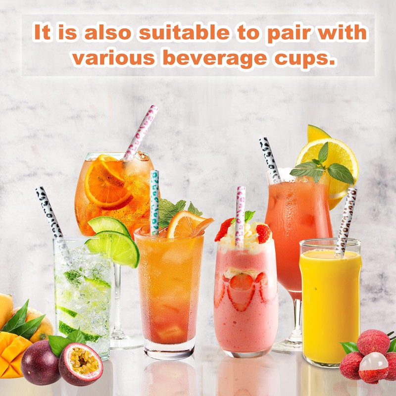 UWAYEXRA 40oz Replacement Straws 8 Pack | Tumbler Leopard Straws,