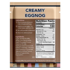 Double Donut Creamy Eggnog Hot Chocolate Mix Packets, Flavored Eggnog Hot Cocoa Mix, 18 Count