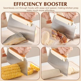 TECHPLUS 3Pcs Knife Cover Hand Protector- Effortless Kitchen Tools for Cleaver Meat Cutting Chop Bone Tasks, Built-In Sharpener - Silicone Safe Hand Guard