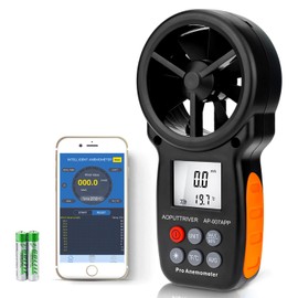 Handheld Anemometer Wireless Bluetooth Anemometer, AP-007APP Wind Speed Meter Measure Wind Speed & Temperature | Backlit Display | Max/Min/AVG Readings, Ideal for Shooting, Sailling, Climbing, HVAC