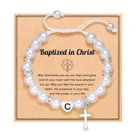 UNGENT THEM Baptism Gifts for Girl, Catholic Christening Religious Christian Easter Gifts Cross Bracelet for Girls Goddaughter