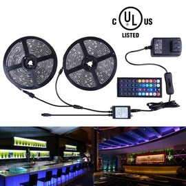Miheal Led Strip Lights Kit 32.8 Ft (10m) 300leds Waterproof 5050 SMD RGB LED Flexible Lights with 44key ir Controller and Power Supply for Home,Kitchen,Trucks,Sitting Room and Bedroom Decoration.