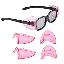 2 Pairs Safety Glasses Side Shields Large, Slip on Side Shields, Fits Medium to Large Eyeglasses Frames (Pink)