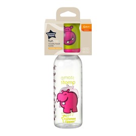 Tommee Tippee Novelty Hood Baby Bottle with Fast Flow Teat, 250ml, Pack of 1, 6 Months+, Colours and Designs May Vary