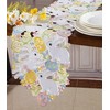 Easter Table Runner Spring Bunnys Flowery Table Runner Cutwork Embroidered