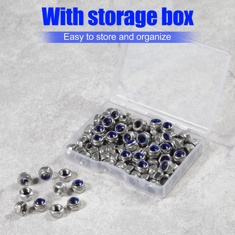 SPEEDWOX 100 PCS M5 x 0.8mm Nylon Insert Nuts Locknuts,