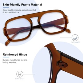 YMRFW Aviator Blue Light Blocking Glasses for Women Men Square Flat Top Glasses Computer TV Eyeglasses Anti Eyestrain