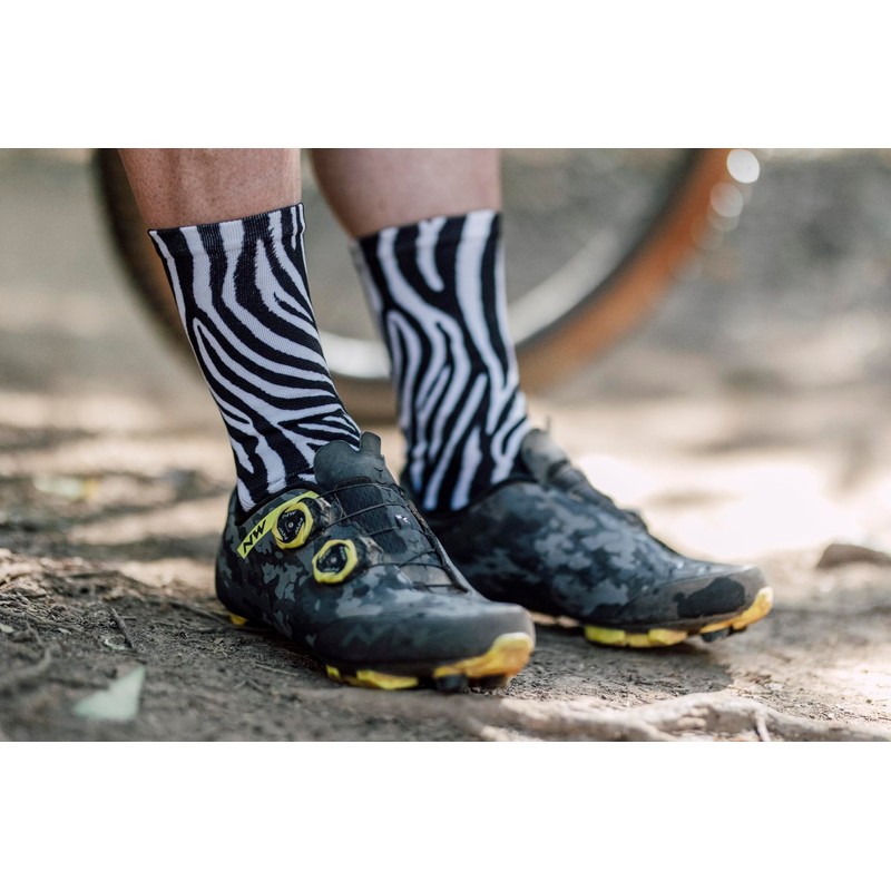 Sox Footwear Zebra Crew Socks, Black and White, 38 -