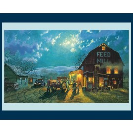 Tales of the Day Tractor digital Panel  Cotton quilt fabric wall hanging 36 X 44