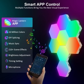 OJQ 8 Pack Hexagon Wall Light RGB Panel - Smart APP RGB Hexagonal Modular Gaming Light Music with Sync Honeycomb Shape Panels Hexagon Lights for Bedroom Children Room
