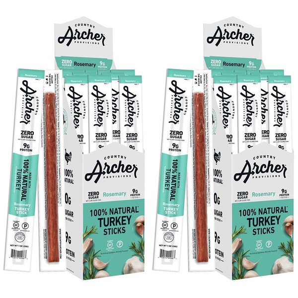 Rosemary Turkey Sticks by Country Archer, 100% Natural, Gluten Free, High Protein Snacks, 1 Ounce, 36 Count
