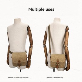 Fahgaer Canvas SLR Camera Bag Mini Single Messenger Bags Waterproof Wear- Shoulder Photography Backpacks Green