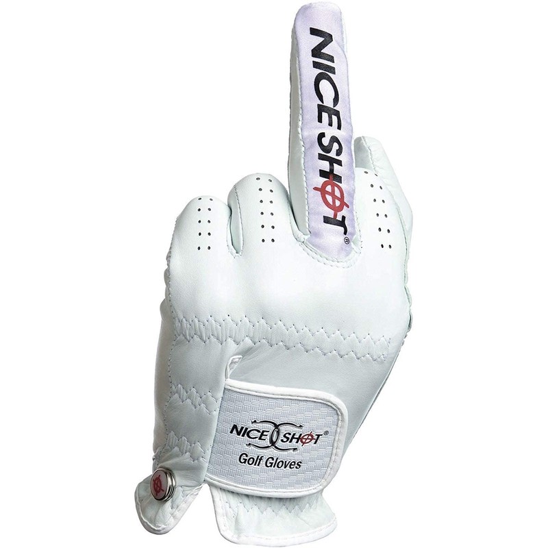 Nice Shot The Bird Golf Glove in White Cabretta Leather