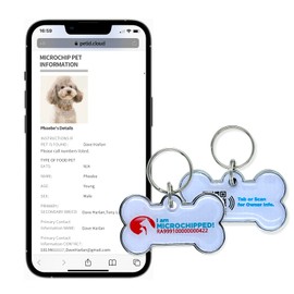 RexID Dog Tag Bone QR Code Pet ID Tags with Pet Online Profile and Owner Contact,Smart Permanent ID Tag for Connecting Pet Owner Immediately by Anybody Anywhere with Mobile Phone (1, Bone)