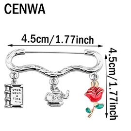 CENWA Beauty Beast Inspired Movies Pins Being Jewelry Belle Princess Jewelry, Metal, no gemstone