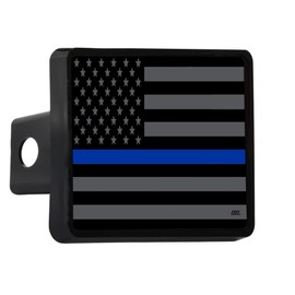 Rogue River Tactical Subdued Thin Blue Line Flag Trailer Hitch Cover Plug US Blue Lives Matter Police Officer Law Enforcement