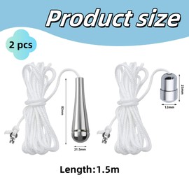 LIANRISES Pack of 2 Bathroom Light Pull Cord, Aluminium Alloy Pendant Light, Fan Switch, Pull Cord, Ceiling Fan Cord, Tear-shaped Aluminium Handle, White Rope of 1.5 m Replacement
