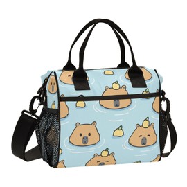 Boccsty Cute Capybara with Lemon Kids Reusable Lunch Box Boys Girls Insulated Lunch Bag Women Men Cooler Tote Bag Organizer Meal Prep for School Office Picnic M