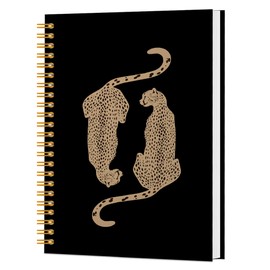 KAIOUS Leopard Cheetah Print Notebook Gifts for Women — Black Leopard Cheetah Print Spiral Hardcover Journal Notebook Office Supplies 6x8 Inch