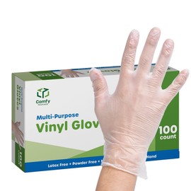 Comfy Package [100 Pack] Clear Powder Free Vinyl Disposable Plastic Gloves - Small