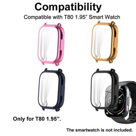 smaate Watch Cases compatible with Puqo Cillso T80 1.95” Smart Watch, TPU Case with Screen Protector, Protecting Watch Body & Screen
