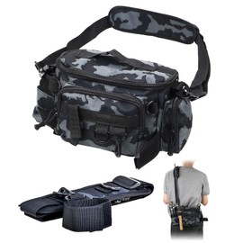 JEVCSD Fishing Waist Bag with Adjustable Belt/Shoulder Strap, Waterproof Tackle Storage Bag, Fishing Fanny Pack for Men, Shoulder Bag, Lures Organizer Pouch, Travel Pack for Running Hiking Outdoor