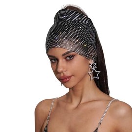 Sparkly Rhinestone Mesh Headband Rhinestone Headpiece Rhinestone Head Scarf Diamond Headband Rave Headband