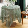 Lace Tablecloth with Ruffles, Rectangular, Green Vintage Overlay Lace Tablecloth,