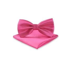 Massi Morino Bow Tie with Hanky Pre-tied Premium Men's Bow Tie incl. Gift Box. - pink