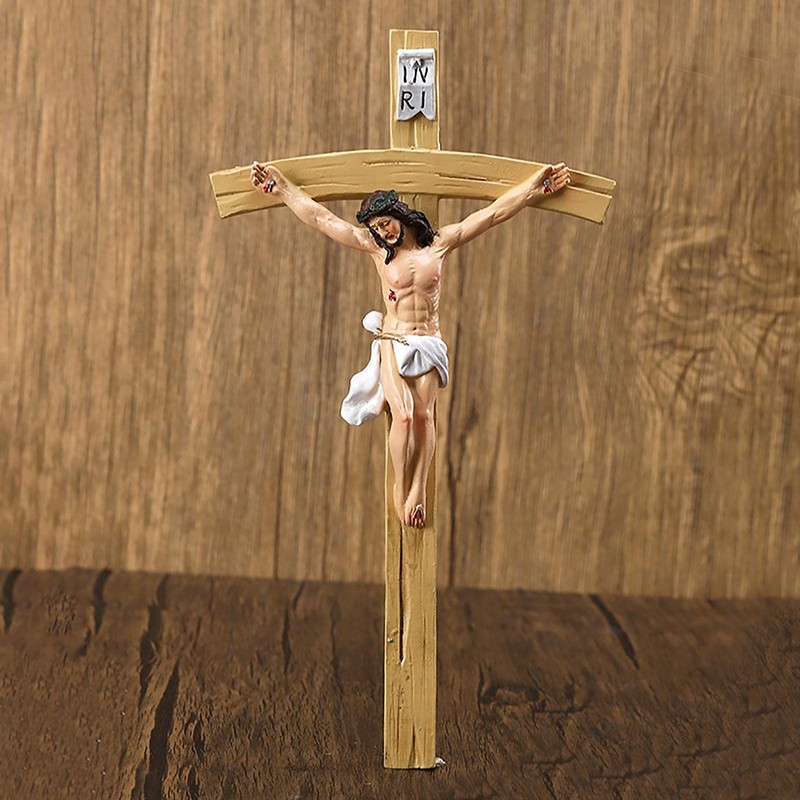 Resin Jesus The Cross Statue Wall Hanging Art Crucifix for