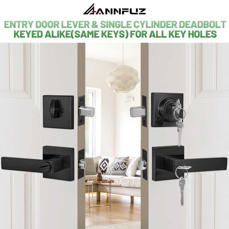 ANNFUZ Keyed Alike Combo Set Entry Door Lever Lock Set