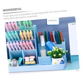 DOITOOL Multi Function Pen Organizer with Drawer Design Versatile Storage for Office School and Home for Pens Makeup Brushes and More Blue Color