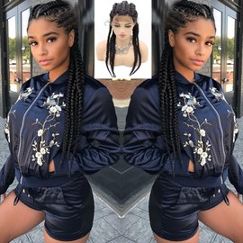 Black Braided Wig for Black Women Long Lightweight Box Braid Wigs with Baby Hair Natural Hairline Synthetic Lace Front Twist Braids Wig Frontal Braiding Glueless Heat Resistant Hair Cosplay Daily Christmas Gift 24 Inch