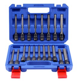 WORKPRO 19-piece 3/8 Inch Drive Extra Long Hex Bit Socket Set with Storage Case