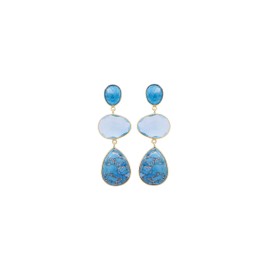 iCarats 18k Gold Vermeil Earrings 925 Sterling Silver Gold Plated Drop Dangle Multistone Earrings Post Back Danglers For Women