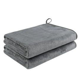 VIVOTE Microfiber Hand Towel with Hanging Loop, Super Soft & Quick Drying Hand Towels, Kitchen Hand Towels, Durable Drying Hand Towel for Bathroom, 2 Pieces Grey, 40 x 70cm，400gsm