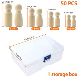 NODG 50 Pieces of Unfinished Wooden peg Dolls, Wooden Puppets,Doll Bodies, Decorative Wooden peg Dolls, Suitable for Children's DIY Crafts, Painting, Wooden peg Games, Home Party Decorations