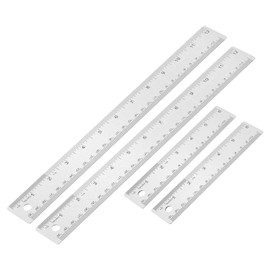 PATIKIL 6, 12 Inch Stainless Steel Straight Edge Ruler, 4 Pcs Cork Backing Non-Slip Metal Ruler with Inches Centimeter Metric Measuring Tools for Office