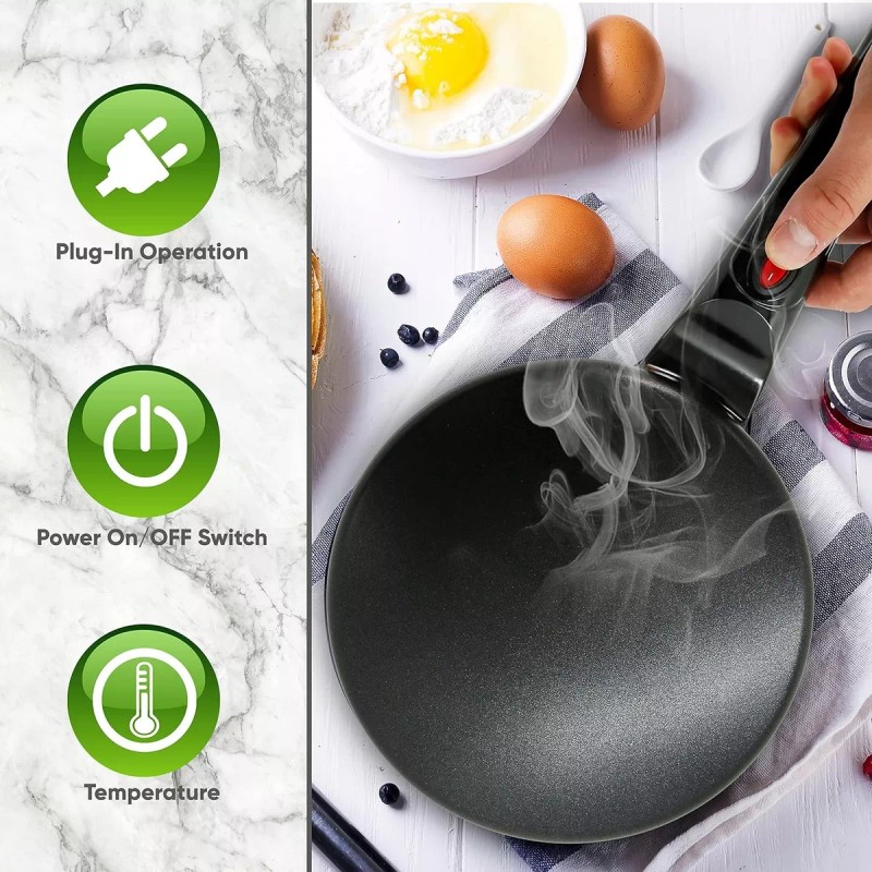 Luxury Crepera Electrica Tipo Sarten Antiadherente Desayuno Crepa
