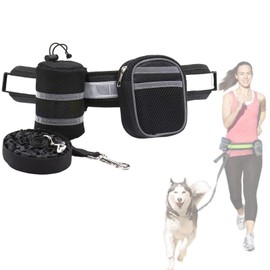 DICOCO Dog Leash with Integrated Waist Pack, Hands-free, Elastic Leash with Reflective Material, Adjustable, Suitable for Small Dogs, Medium Dogs, Large Dogs, Walk Bag, Durable, Lightweight, Stylish