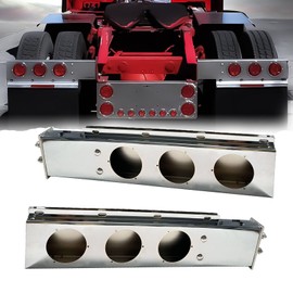 BST BSSP 2-1/2" 2.5" Bolt Spacing, Spring Loaded SS430 Stainless Steel Mud Flap Hanger Rear Bar with Light Cutouts for Semi Trucks, Set of 2, Left &Right Side