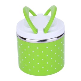 Aislamiento Caja de Almuerzo Térmica Contenedor de Almacenamiento de Alimentos de Acero Inoxidable Caja de Bento portátil con Mango Patrón de Punto Lindo 1/2/3 Capas (Color : Verde, tamaño : 600ML)