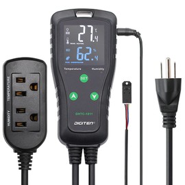 DIGITEN DHTC1011 Humidity and Temperature Controller Plug-in Thermostat Humidistat Outlet Humidity Controller Greenhouse Thermostat Cooling Heating Humidifier Dehumidifier