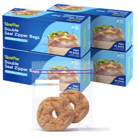 Double Seal Zipper Bags Pint 160 Count, Zero BPA Reusable Storage Bags with Strong Leakproof Seal for Freezer & Microwave for Food, Travel, Home, Office & Outdoor Use