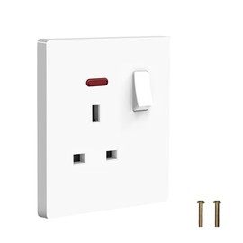 Plug Sockets Single Switched, EINNO Wall Electrical Outlets with Power Indictor,13 Amp White (Single Socket)