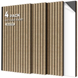 Keemute 4-Pack Bilayer Acoustic Panels Large Self-Adhesive, 47.2” * 23.6” * 0.71” Soundproof Wall Panel, Acoustical Barrier of Polyester Fiber, Decorative Panels for Home&Office ,Black+Brown