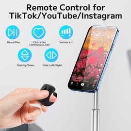 Remote Scrolling Ring for Tiktok,Page Turner for Kindle App,Bluetooth Camera Shutter Remote for Android,iOS-Black