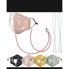 HoweNel 4 Kids Seamless Face Masks w/ 8 Activated Carbon Filter M.a.s.k w/ 2 Lanyard NEW