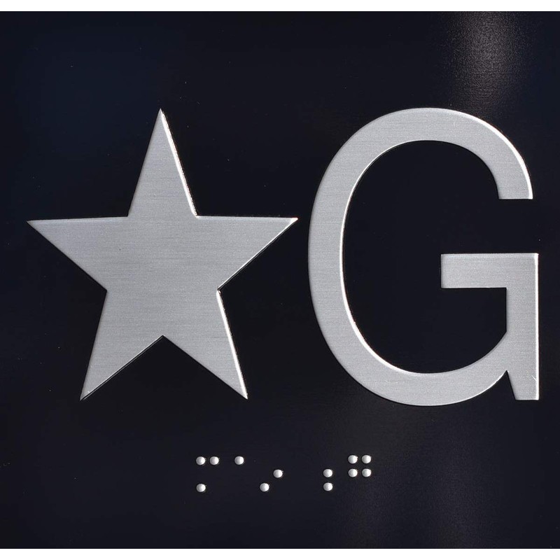 Star G ( Star Ground) Elevator Jamb Plate Sign With